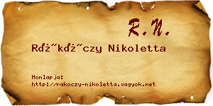 Rákóczy Nikoletta névjegykártya